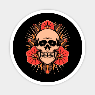 skull and flower tattoo Magnet